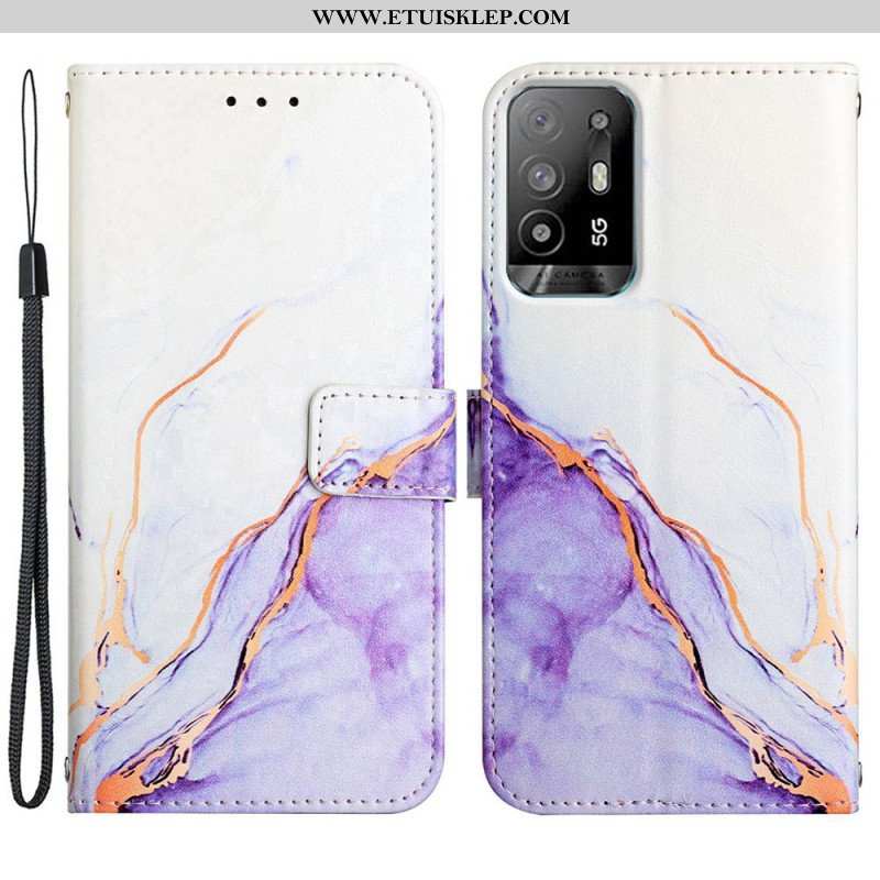 Etui Folio do Oppo A94 5G Marmur Ze Smyczą